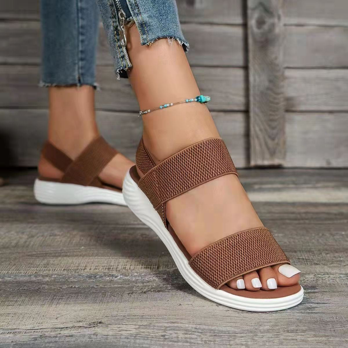 Sandales Compensées à Brides Femme Grande Taille