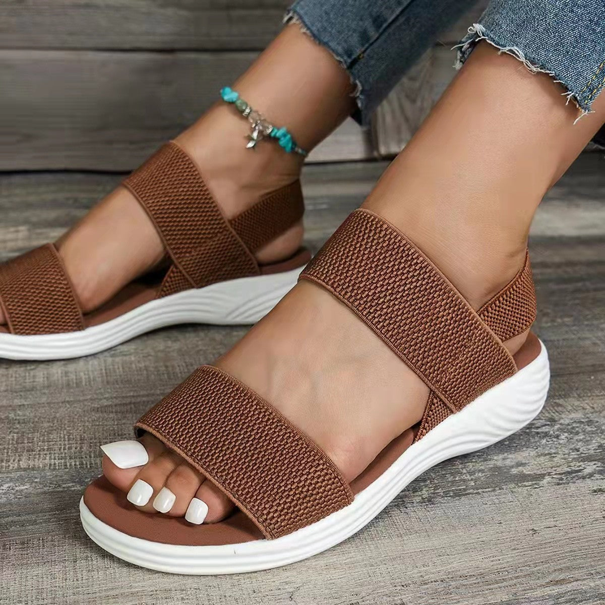 Sandales Compensées à Brides Femme Grande Taille