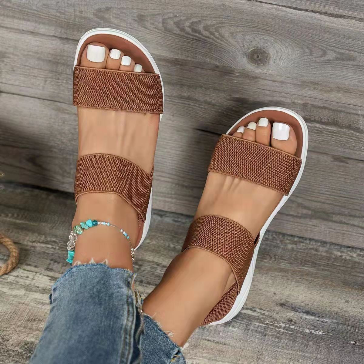 Sandales Compensées à Brides Femme Grande Taille