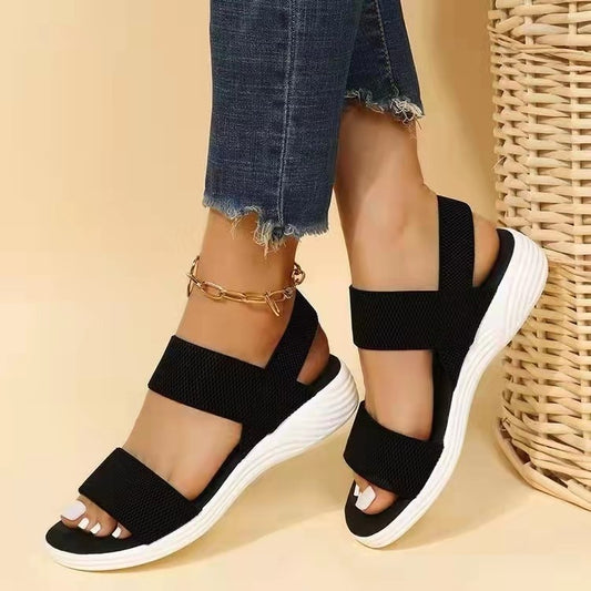 Sandales Compensées à Brides Femme Grande Taille